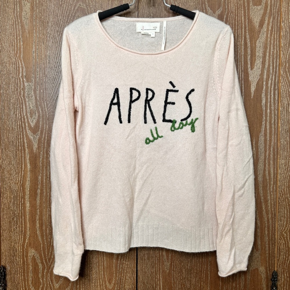 Anthropologie The Cashmere Collection Après All Day Sweater Pink Small Preppy